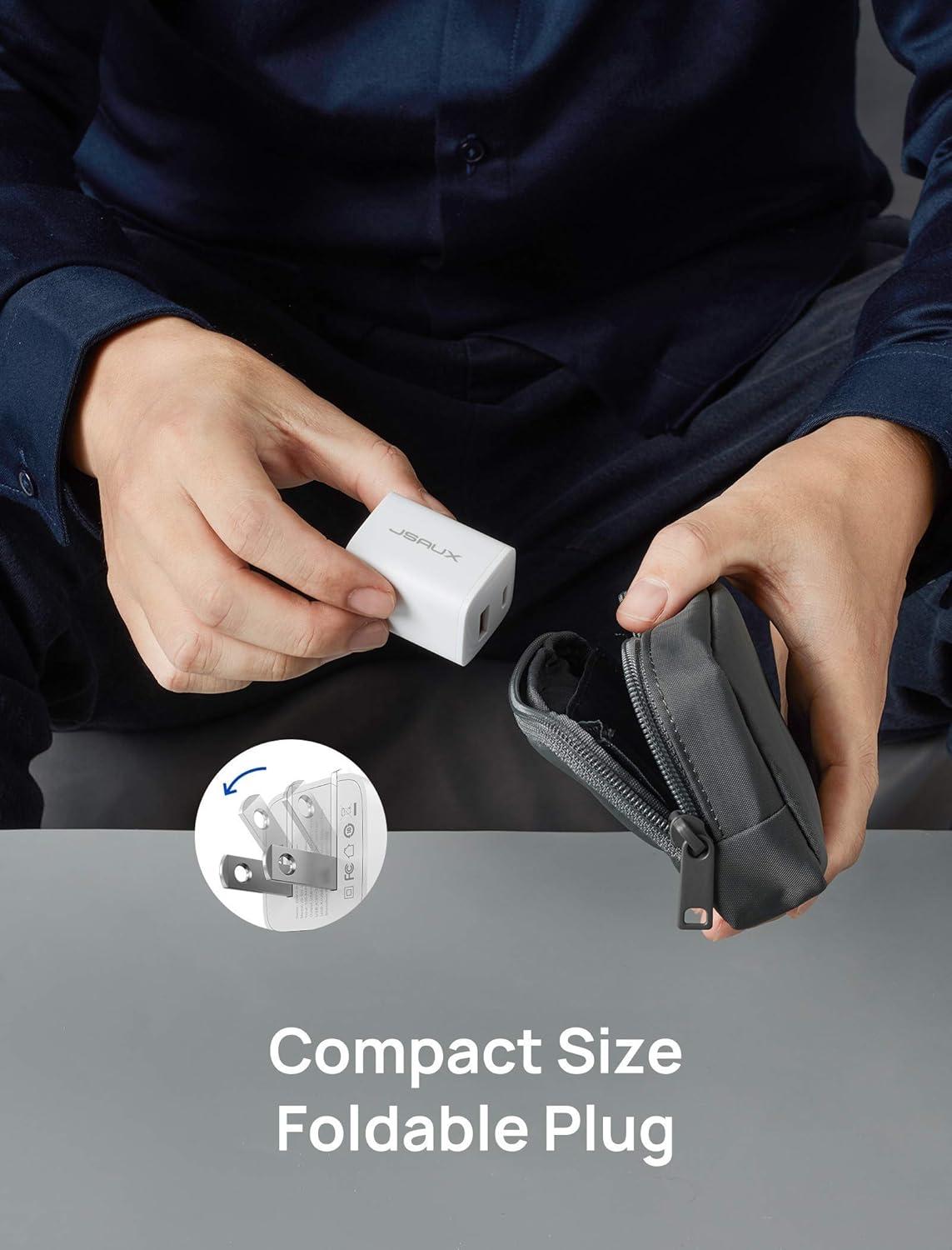 imageUSB C Charger Block JSAUX 20W Dual Port Fast Charger for iPhone 16 Charger USB Type C PD ampamp QC 30 Foldable Wall Plug Adapter for iPhone 17 16 15 14 13 12 Pro Max Apple Watch iPad Pro Air AirpodsWhite