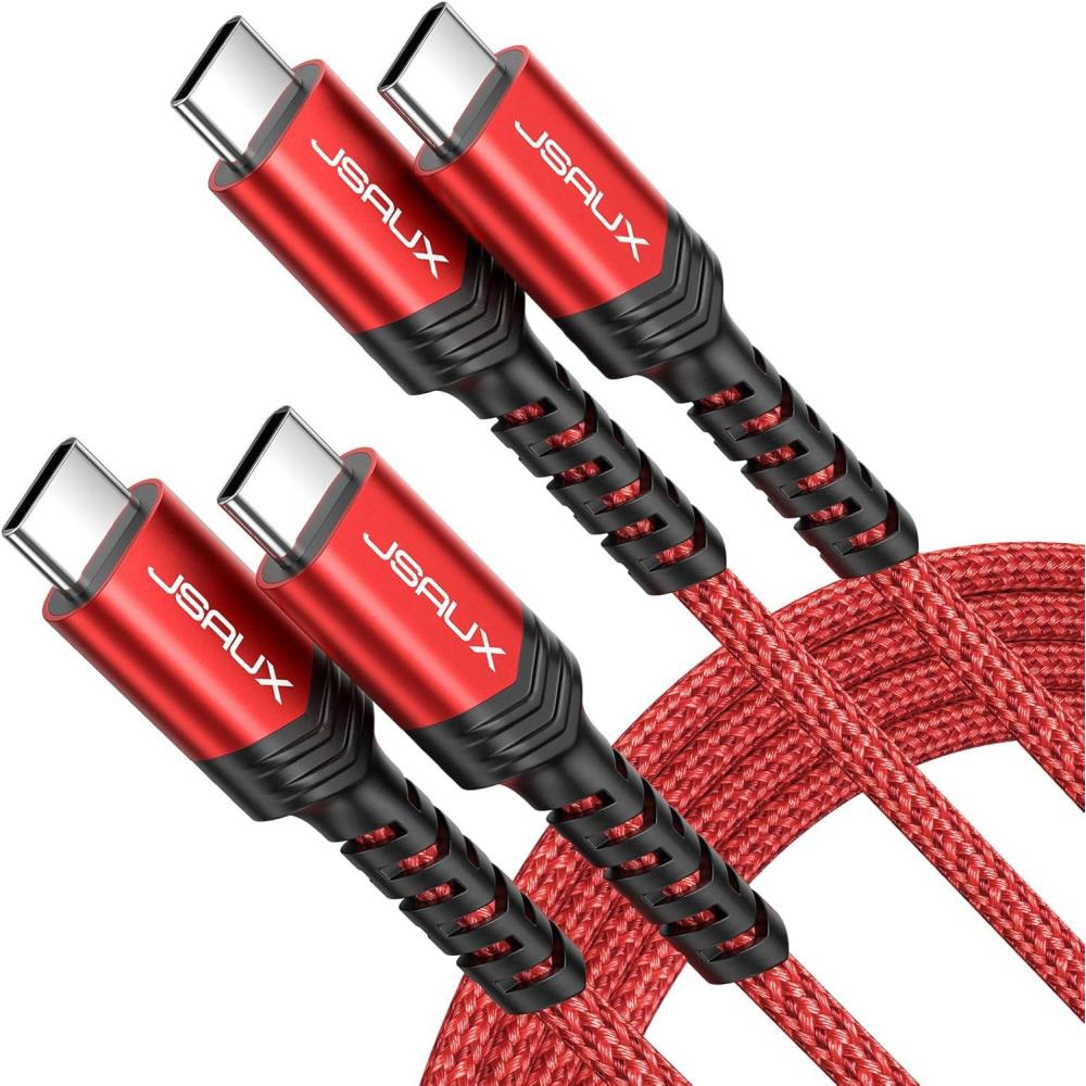 imageJSAUX 100W USB C to USB C Cable for iPhone 17 USBC Type C Charge Cord 5A Fast Charging Compatible with iPhone 17 Air 16 15 Pro Max Samsung Galaxy S25 S24 MacBook iPad Pro Carplay 66FT66FT RedRed