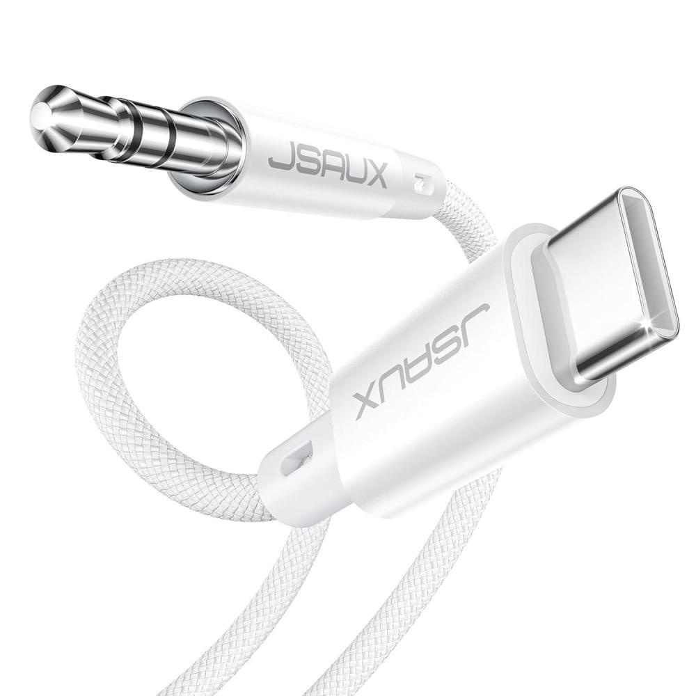 imageJSAUX USB C to 35mm Audio Aux Jack Cable for iPhone 17 Pro MaxAir 33ft Type C to 35mm Headphone Car Stereo Cord Compatible with iPhone 1615 Pro MaxSamsung Galaxy S25 S24 iPad Pro Pixel 98Whitestandard