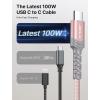 imageJSAUX 100W USB C to USB C Cable for iPhone 17 USBC Type C Charge Cord 5A Fast Charging Compatible with iPhone 17 Air 16 15 Pro Max Samsung Galaxy S25 S24 MacBook iPad Pro Carplay 66FT66FT RedPink