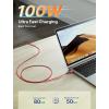 imageJSAUX 100W USB C to USB C Cable for iPhone 17 USBC Type C Charge Cord 5A Fast Charging Compatible with iPhone 17 Air 16 15 Pro Max Samsung Galaxy S25 S24 MacBook iPad Pro Carplay 66FT66FT RedRed