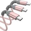 imageJSAUX 100W USB C to USB C Cable for iPhone 17 USBC Type C Charge Cord 5A Fast Charging Compatible with iPhone 17 Air 16 15 Pro Max Samsung Galaxy S25 S24 MacBook iPad Pro Carplay 66FT66FT RedPink