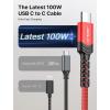 imageJSAUX 100W USB C to USB C Cable for iPhone 17 USBC Type C Charge Cord 5A Fast Charging Compatible with iPhone 17 Air 16 15 Pro Max Samsung Galaxy S25 S24 MacBook iPad Pro Carplay 66FT66FT RedRed