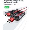 imageJSAUX 100W USB C to USB C Cable for iPhone 17 USBC Type C Charge Cord 5A Fast Charging Compatible with iPhone 17 Air 16 15 Pro Max Samsung Galaxy S25 S24 MacBook iPad Pro Carplay 66FT66FT RedRed