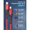 imageJSAUX 240W USB C to USB C Cable 10FT USB C Cord Type C Fast Charging for MacBook iPad Dell XPS iPhone 17iPhone AiriPhone 17 ProiPhone 17 Pro Max iPhone 1615 Samsung Galaxy Pixel  BlueRed