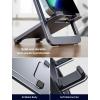 imageJSAUX Cell Phone Stand Foldable Aluminum Adjustable Phone Holder for Desk Portable Travel Essentials Office Accessories for iPhone 17 16 15 14 13 Pro Max Samsung S25 S24 S23 Ultra KindleGrayGrey