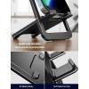 imageJSAUX Cell Phone Stand Foldable Aluminum Adjustable Phone Holder for Desk Portable Travel Essentials Office Accessories for iPhone 17 16 15 14 13 Pro Max Samsung S25 S24 S23 Ultra KindleGrayBlack