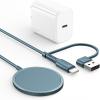 imageJSAUX Charger for iPhone 17 Magsafe Wireless Charging Compatible with iPhone 17 Air Pro Max1615141312 Series Magnetic Mag Safe Charging Pad Aluminum Alloy USB ampamp USB C Dual Ports  BlueBlueCharge Set