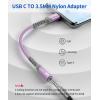 imageJSAUX USB Type C to 35mm Female Headphone Jack Adapter USB C to Aux Audio Dongle Cable Cord Compatible with iPhone 17 Pro Max16 Pro15 Samsung Galaxy S24S23S22 Ultra iPad Pro Pixel 98 GreyPurple