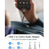 imageJSAUX USB Type C to 35mm Female Headphone Jack Adapter USB C to Aux Audio Dongle Cable Cord Compatible with iPhone 17 Pro Max16 Pro15 Samsung Galaxy S24S23S22 Ultra iPad Pro Pixel 98 GreyTransparent Black