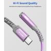 imageJSAUX USB Type C to 35mm Female Headphone Jack Adapter USB C to Aux Audio Dongle Cable Cord Compatible with iPhone 17 Pro Max16 Pro15 Samsung Galaxy S24S23S22 Ultra iPad Pro Pixel 98 GreyPurple