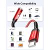 imageJSAUX USB Type C to 35mm Female Headphone Jack Adapter USB C to Aux Audio Dongle Cable Cord Compatible with iPhone 17 Pro Max16 Pro15 Samsung Galaxy S24S23S22 Ultra iPad Pro Pixel 98 GreyRed