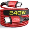 imageJSAUX 240W USB C to USB C Cable 10FT USB C Cord Type C Fast Charging for MacBook iPad Dell XPS iPhone 17iPhone AiriPhone 17 ProiPhone 17 Pro Max iPhone 1615 Samsung Galaxy Pixel  BlueRed