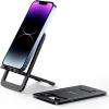 imageJSAUX Cell Phone Stand Foldable Aluminum Adjustable Phone Holder for Desk Portable Travel Essentials Office Accessories for iPhone 17 16 15 14 13 Pro Max Samsung S25 S24 S23 Ultra KindleGrayBlack