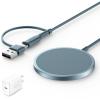 imageJSAUX Charger for iPhone 17 Magsafe Wireless Charging Compatible with iPhone 17 Air Pro Max1615141312 Series Magnetic Mag Safe Charging Pad Aluminum Alloy USB ampamp USB C Dual Ports  BlueBlueCharge Set