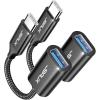imageJSAUX USB C to USB 30 Adapter 2 Pack USB C Male to USB Female OTG Cable Adapter Compatible with MacBook ProAir iPhone 17 Pro MaxiPhone Air16e1615 Series Samsung Galaxy S25S24S23Black