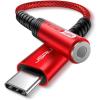 imageJSAUX USB Type C to 35mm Female Headphone Jack Adapter USB C to Aux Audio Dongle Cable Cord Compatible with iPhone 17 Pro Max16 Pro15 Samsung Galaxy S24S23S22 Ultra iPad Pro Pixel 98 GreyRed