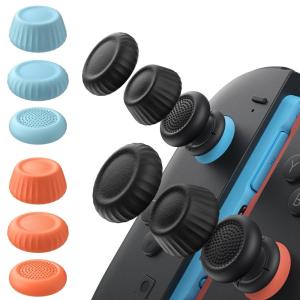 imageJSAUX Thumb Grips for Nintendo Switch 2 2025 Switch Thumb Grip Caps Ergonomic Design Enhanced Gaming Grip Comfortable ampamp Durable Joycon Grip Button Stick Cover  Purple 3Pairs6pcsBlackBlue and Orange12pcs