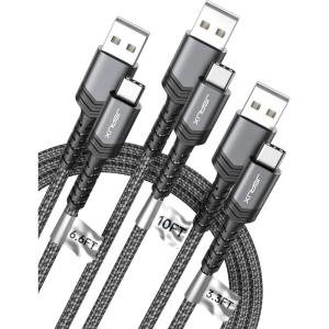 imageJSAUX USB C Cable Fast Charging 3Pack10ft66ft33ft USB A to Type C Charger Cord for iPhone 1717 Pro17 Pro Max iPhone 1616 Pro16 Pro Max Samsung Galaxy S23 S22 S20 USB C ChargerBlueGrey