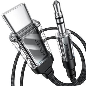 imageJSAUX USB C to 35mm Audio Aux Jack Cable for iPhone 17 Pro MaxAir 33ft Type C to 35mm Headphone Car Stereo Cord Compatible with iPhone 1615 Pro MaxSamsung Galaxy S25 S24 iPad Pro Pixel 98Crystal Black