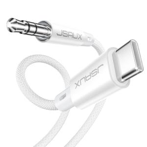imageJSAUX USB C to 35mm Audio Aux Jack Cable for iPhone 17 Pro MaxAir 33ft Type C to 35mm Headphone Car Stereo Cord Compatible with iPhone 1615 Pro MaxSamsung Galaxy S25 S24 iPad Pro Pixel 98Whitestandard