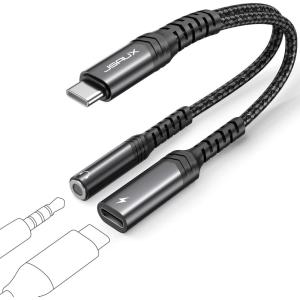 imageJSAUX USB C to 35mm Headphone and Charger Adapter 2in1 Type C to Aux Audio Jack with PD 60W Fast Charging Dongle Cable Compatible with iPhone 16 Pro Max15 Pro Max Galaxy S24S23 Ultra Pixel 7Black