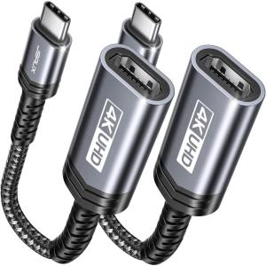 imageJSAUX USB C to HDMI Adapter 4K Type C to HDTV Female Adapter for Thunderbolt 3 Compatible with iPhone 1716 Pro Max MacBook ProAir SurfaceGalaxy S21 S20 UltraOnly USB C to HDMIGrey2Pack Grey