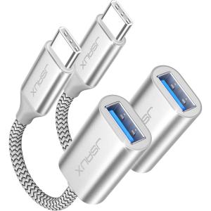 imageJSAUX USB C to USB 30 Adapter 2 Pack USB C Male to USB Female OTG Cable Adapter Compatible with MacBook ProAir iPhone 17 Pro MaxiPhone Air16e1615 Series Samsung Galaxy S25S24S23Silver