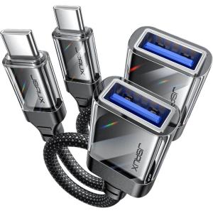 imageJSAUX USB C to USB 30 Adapter 2 Pack USB C Male to USB Female OTG Cable Adapter Compatible with MacBook ProAir iPhone 17 Pro MaxiPhone Air16e1615 Series Samsung Galaxy S25S24S23Crystal Black