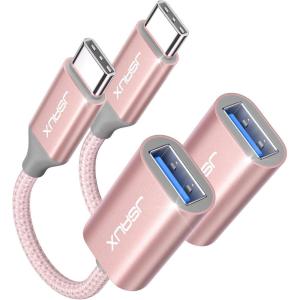 imageJSAUX USB C to USB 30 Adapter 2 Pack USB C Male to USB Female OTG Cable Adapter Compatible with MacBook ProAir iPhone 17 Pro MaxiPhone Air16e1615 Series Samsung Galaxy S25S24S23Pink