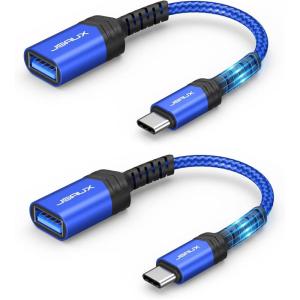 imageJSAUX USB C to USB Adapter 2 Pack Type C 30 OTG Cable On The Go Type C Male to USB A Female Adapter Compatible with MacBook iPhone 16 Pro Max16 Plus16e15 Samsung Galaxy S25S24S23RedBlue