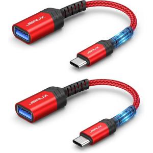 imageJSAUX USB C to USB Adapter 2 Pack Type C 30 OTG Cable On The Go Type C Male to USB A Female Adapter Compatible with MacBook iPhone 16 Pro Max16 Plus16e15 Samsung Galaxy S25S24S23RedRed