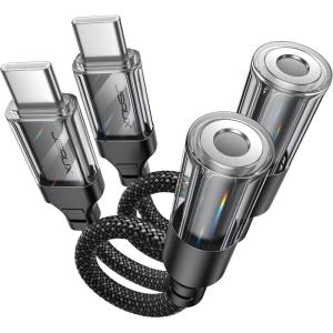 imageJSAUX USB Type C to 35mm Female Headphone Jack Adapter USB C to Aux Audio Dongle Cable Cord Compatible with iPhone 17 Pro Max16 Pro15 Samsung Galaxy S24S23S22 Ultra iPad Pro Pixel 98 GreyTransparent Black