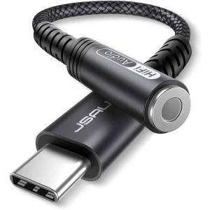 imageJSAUX USB Type C to 35mm Female Headphone Jack Adapter USB C to Aux Audio Dongle Cable Cord Compatible with iPhone 17 Pro Max16 Pro15 Samsung Galaxy S24S23S22 Ultra iPad Pro Pixel 98 GreyBlack