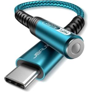 imageJSAUX USB Type C to 35mm Female Headphone Jack Adapter USB C to Aux Audio Dongle Cable Cord Compatible with iPhone 17 Pro Max16 Pro15 Samsung Galaxy S24S23S22 Ultra iPad Pro Pixel 98 GreyGreen