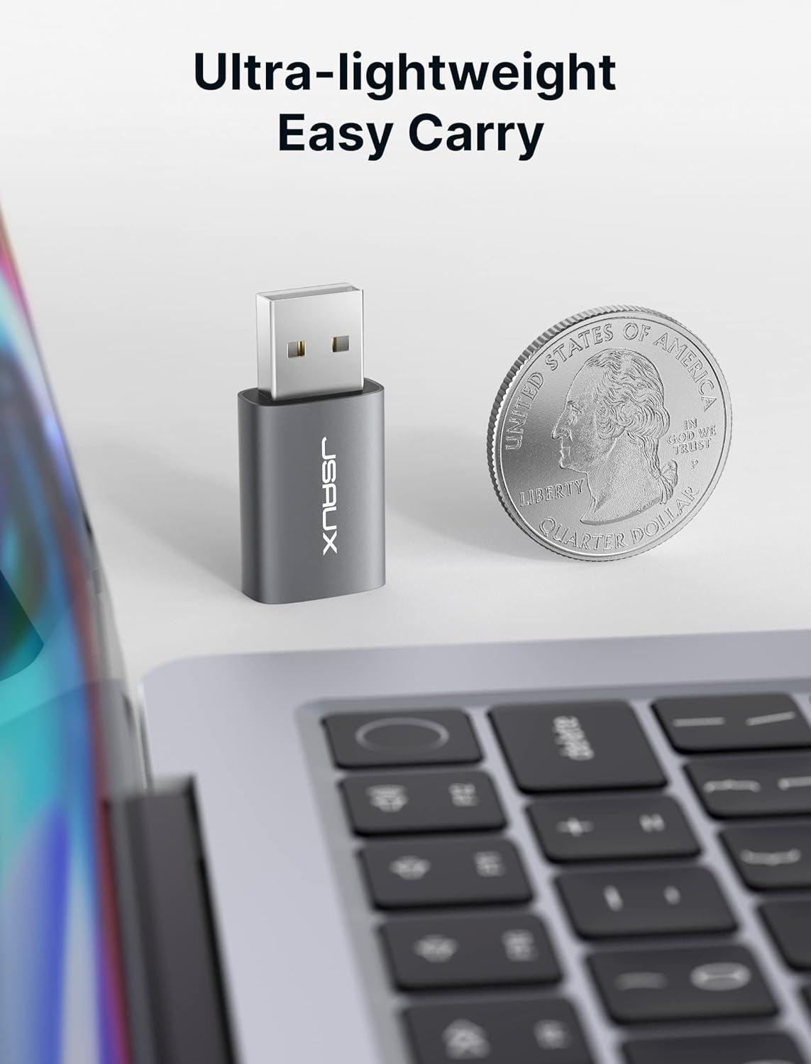 image2 Pack USB to 35mm Jack Audio Adapter JSAUX USB to Audio Aux Adapter External Stereo Sound Card TRRS Female Headset for PS4 PS5 HeadphoneMac Linux Laptop Desktops Docking StationGrey