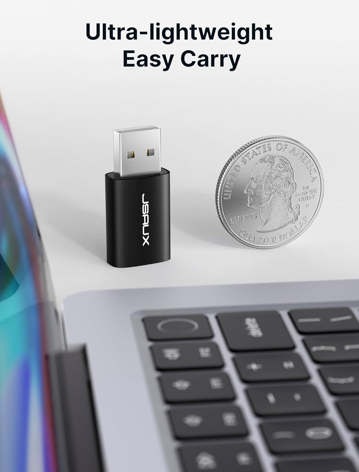 image2 Pack USB to 35mm Jack Audio Adapter JSAUX USB to Audio Aux Adapter External Stereo Sound Card TRRS Female Headset for PS4 PS5 HeadphoneMac Linux Laptop Desktops Docking Stationblack