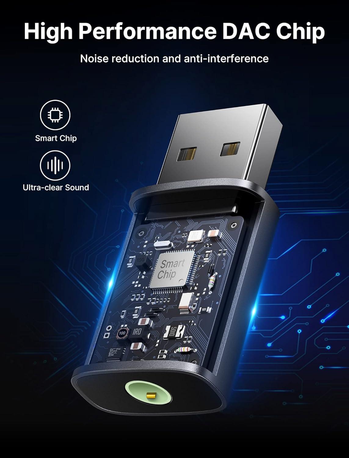 image2 Pack USB to 35mm Jack Audio Adapter JSAUX USB to Audio Aux Adapter External Stereo Sound Card TRRS Female Headset for PS4 PS5 HeadphoneMac Linux Laptop Desktops Docking StationGrey