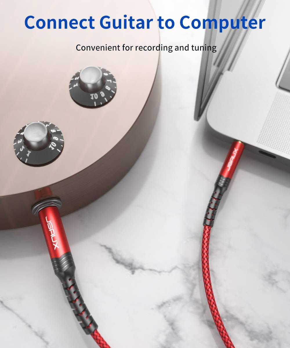 image35mm to 635mm Stereo Audio Cable JSAUX 635mm 14quot Male to 35mm 18quot Male TRS Bidirectional Stereo Audio Cable Jack 4FT for Guitar iPod Laptop Home Theater Devices Speaker and AmplifiersRedRed