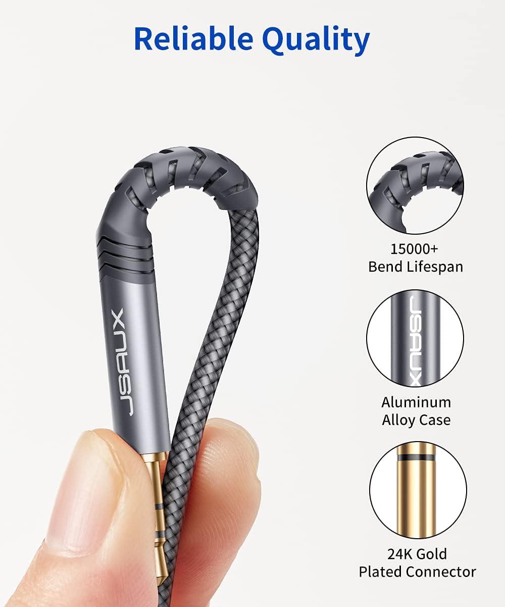 image35mm to 635mm Stereo Audio Cable JSAUX 635mm 14quot Male to 35mm 18quot Male TRS Bidirectional Stereo Audio Cable Jack 4FT for Guitar iPod Laptop Home Theater Devices Speaker and AmplifiersRedGrey