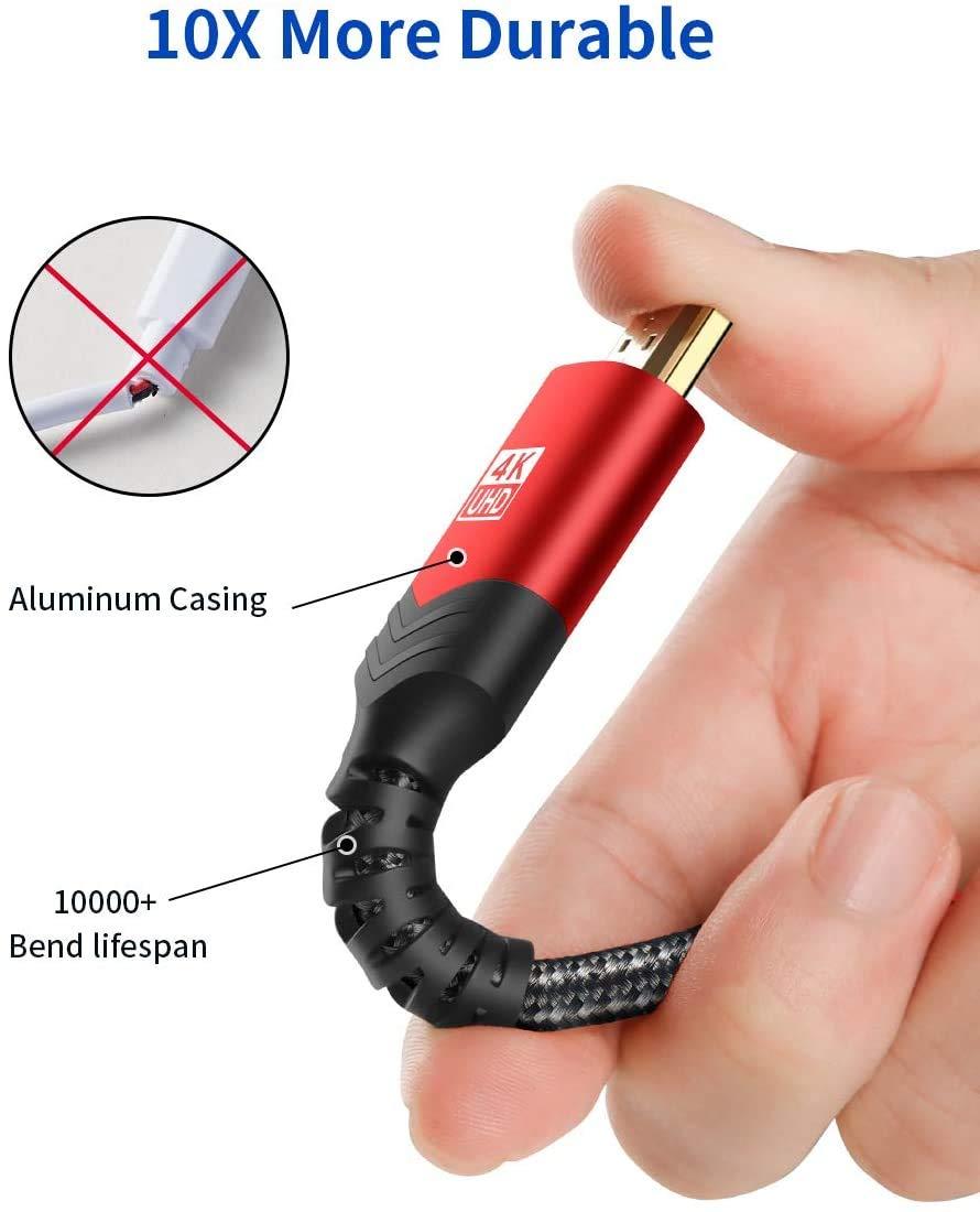 image4K Long HDMI Cable 2 Pack 25 ft JSAUX 18Gbps High Speed HDMI 20 Braided Cord 4K 60Hz HDR 2K 1440P 144Hz 1080p HDCP 22 3D ARC Ethernet Compatible with Monitor Smart TV PC PS5 PS4 Bluray RedRed