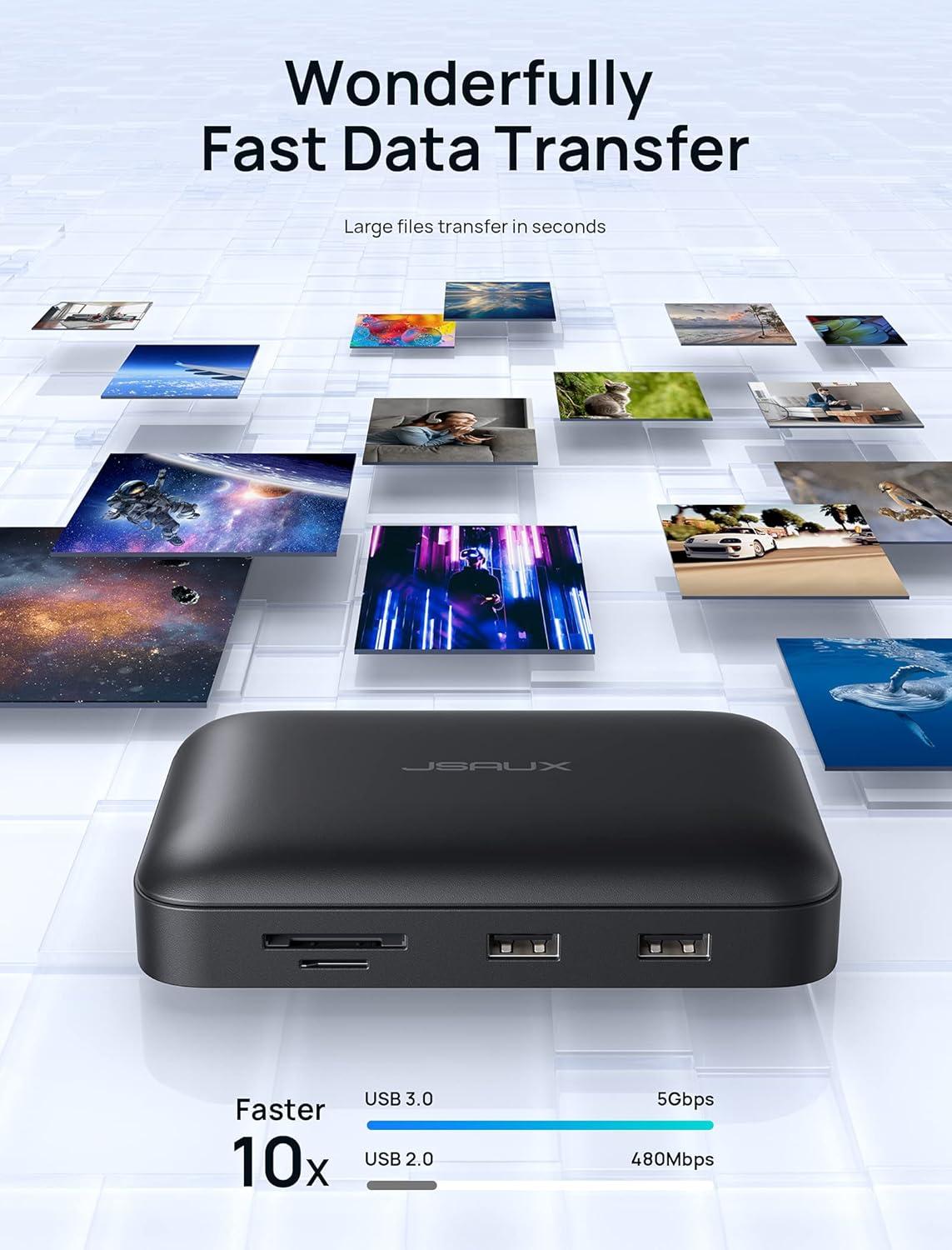 imageDocking Station JSAUX OmniCase 7in1 USB C Hub with Cable Storage Support 1000M Ethernet 4k HDMI 100W USB C PD USB 30 SDTF Card Docking Station for MacBookProAir iPad Chromebook7 in 1