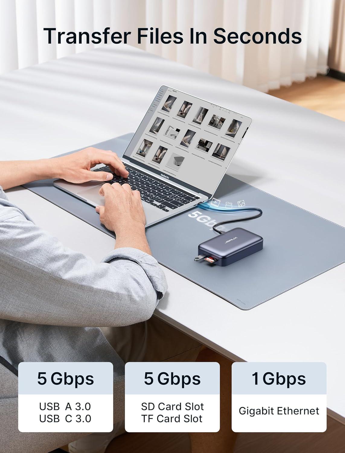 imageJSAUX 12 in 1 USB C Docking Station 3 Monitors for MacBookDellHPLenovoSteam DeckPortable Monitor Laptop Docking Station with 4K DP 4K HDMI2 100W PD USB 30 1000Mbps Ethernet SDTF10 in 1  Magnetic