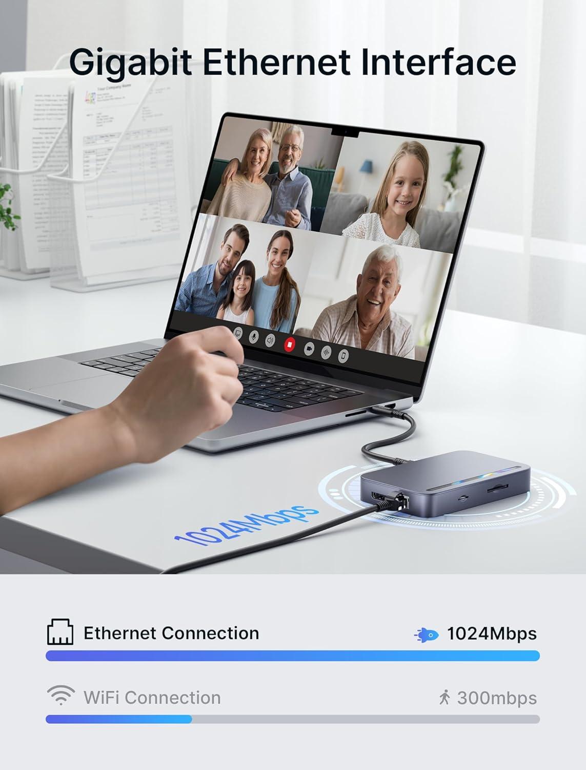 imageJSAUX 12 in 1 USB C Docking Station 3 Monitors for MacBookDellHPLenovoSteam DeckPortable Monitor Laptop Docking Station with 4K DP 4K HDMI2 100W PD USB 30 1000Mbps Ethernet SDTF12 in 1