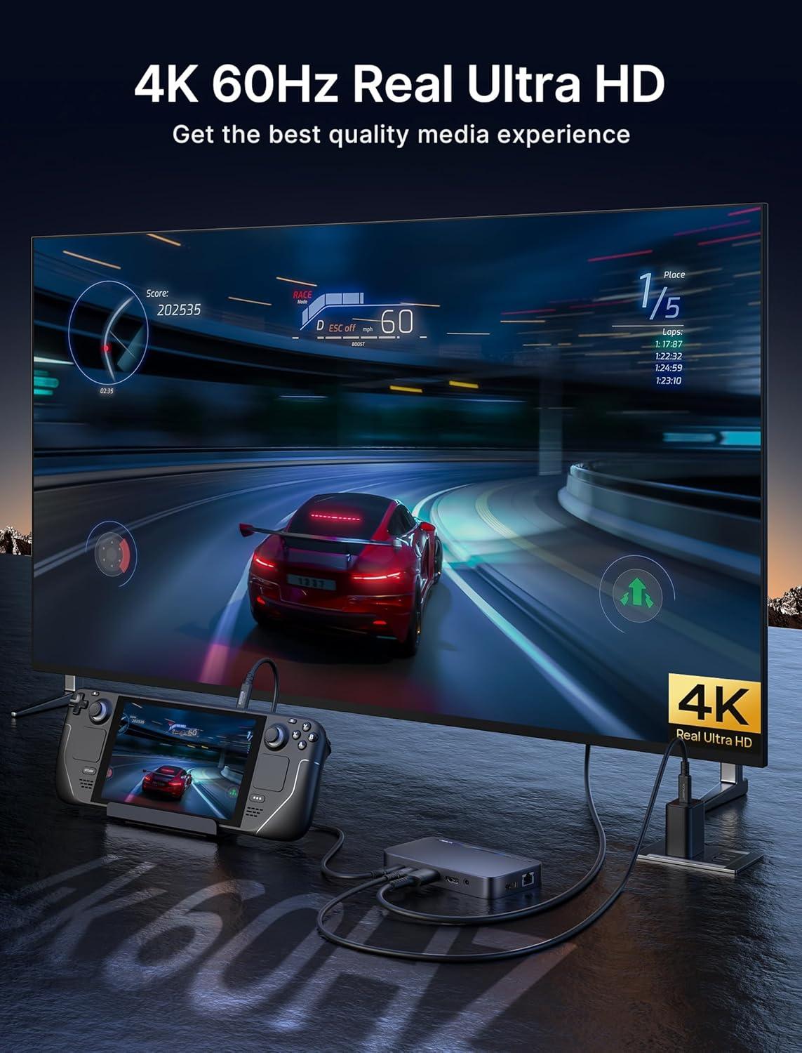 imageJSAUX 12 in 1 USB C Docking Station 3 Monitors for MacBookDellHPLenovoSteam DeckPortable Monitor Laptop Docking Station with 4K DP 4K HDMI2 100W PD USB 30 1000Mbps Ethernet SDTF12 in 1