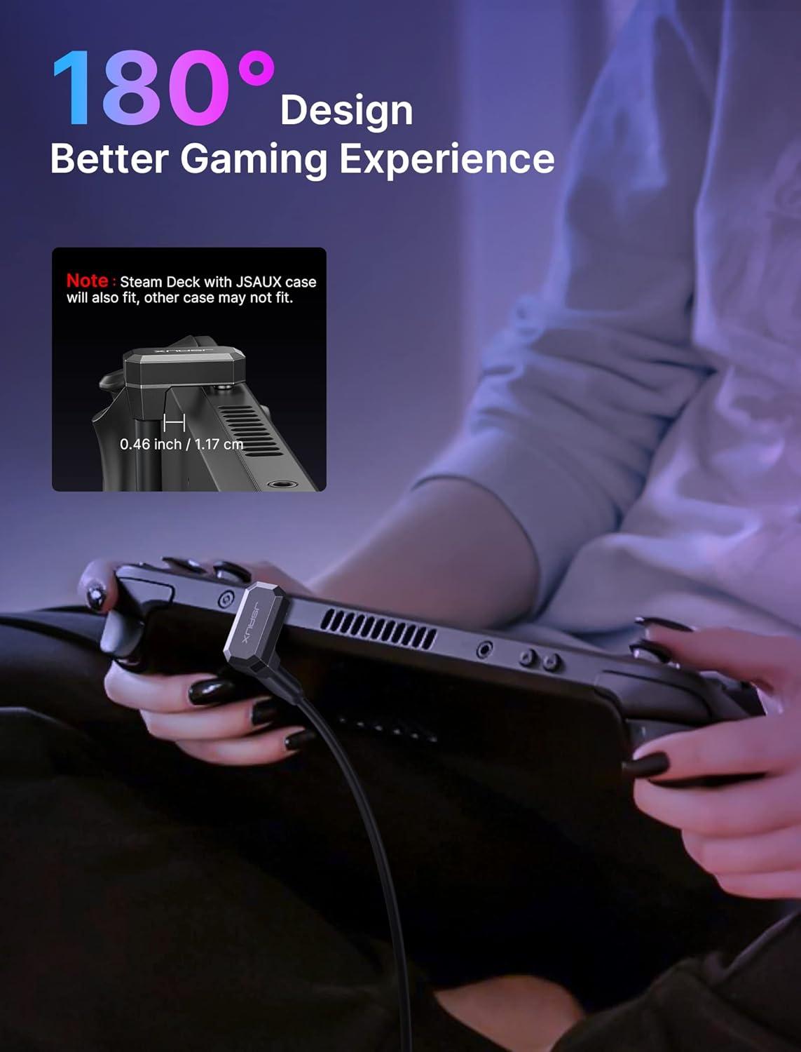 imageJSAUX 180 USB C Male to USB C Female Adapter 2 Pack 180 Degree Type C Adapter USB 40  PD 100W Compatible with Steam Deck Laptop Tablet iPhone 1516 Switch 2 not for Video and More  GreyGrey