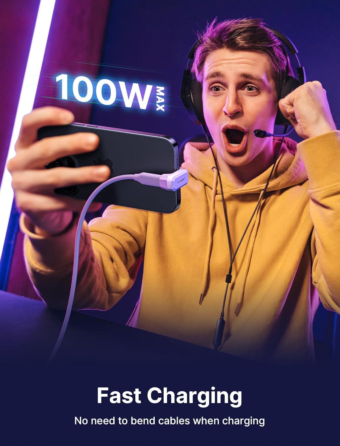 imageJSAUX 180 USB C Male to USB C Female Adapter 2 Pack 180 Degree Type C Adapter USB 40  PD 100W Compatible with Steam Deck Laptop Tablet iPhone 1516 Switch 2 not for Video and More  GreyWhite