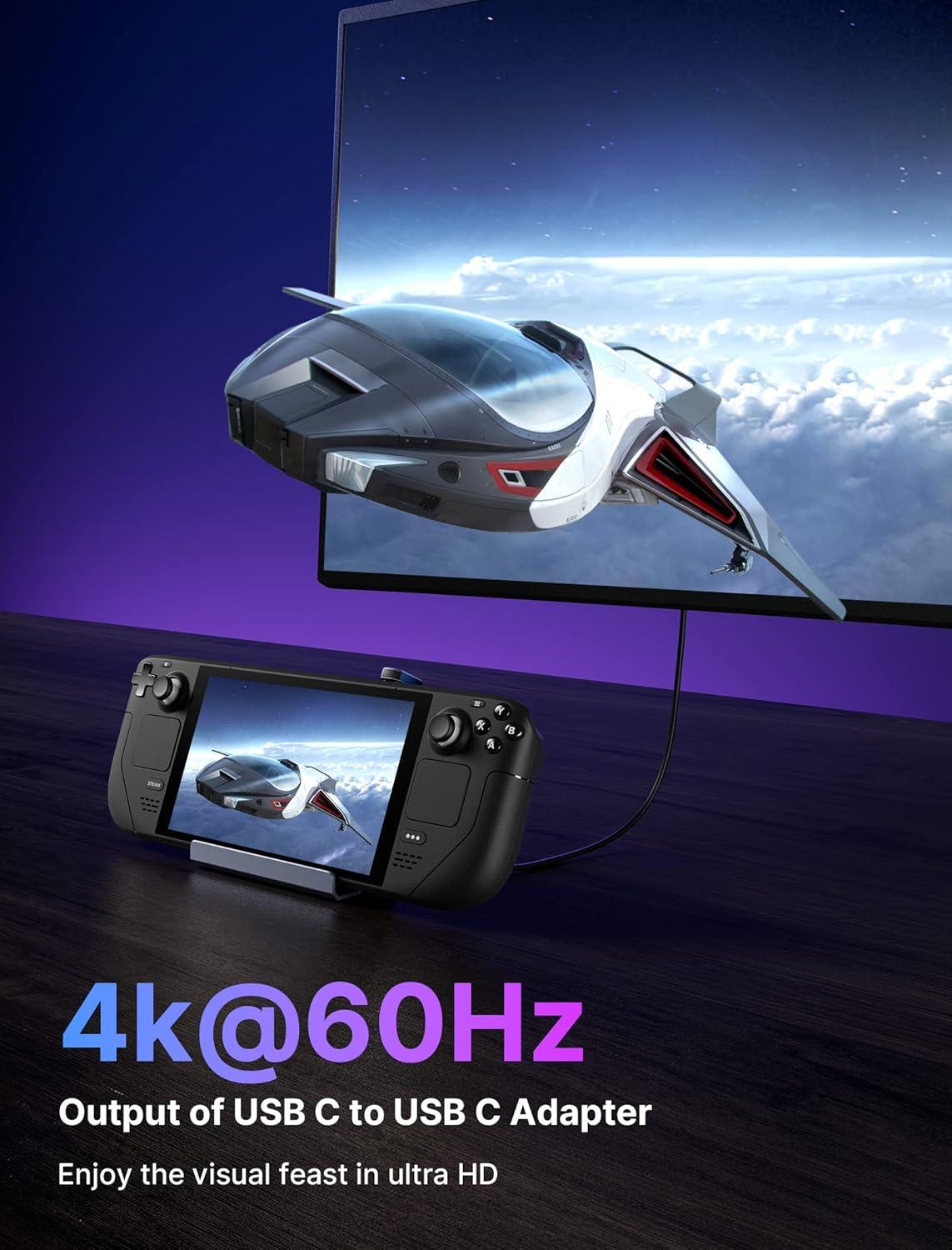 imageJSAUX 180 USB C Male to USB C Female Adapter 2 Pack 180 Degree Type C Adapter USB 40  PD 100W Compatible with Steam Deck Laptop Tablet iPhone 1516 Switch 2 not for Video and More  GreyGrey