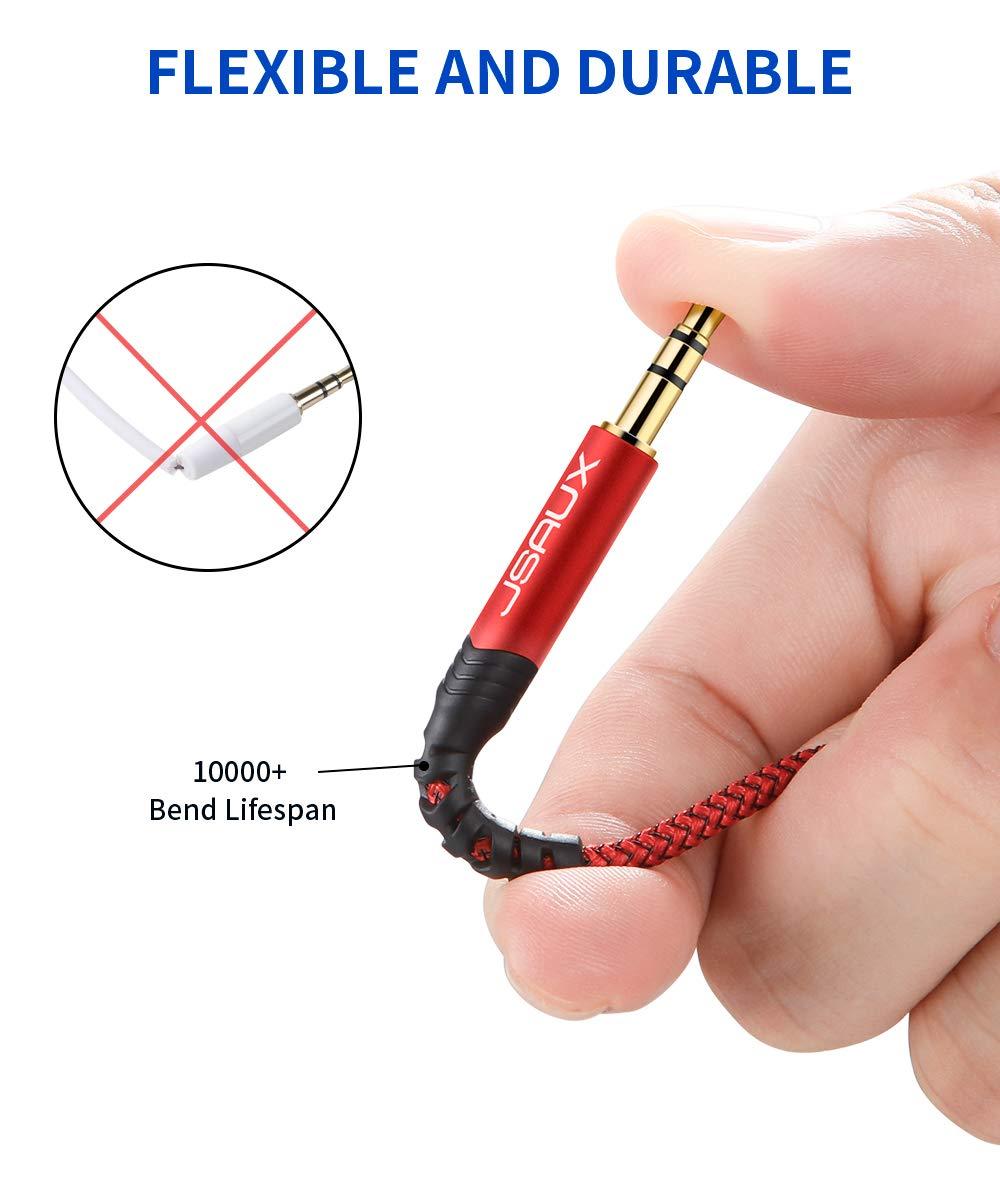 imageJSAUX 2 Pack AUX Cable 4ft12m Copper Shell HiFi Sound 35mm TRS Auxiliary Audio Cable Nylon Braided Aux Cord Compatible with CarHome StereosSpeakerHeadphonesSonyEcho DotBeats  RedRed