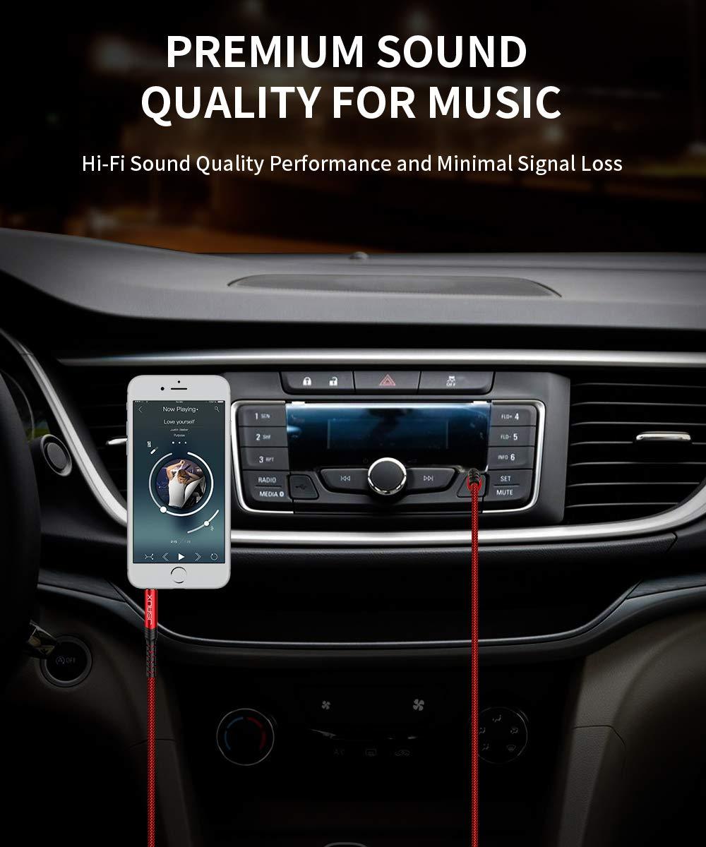 imageJSAUX 2 Pack AUX Cable 4ft12m Copper Shell HiFi Sound 35mm TRS Auxiliary Audio Cable Nylon Braided Aux Cord Compatible with CarHome StereosSpeakerHeadphonesSonyEcho DotBeats  RedRed